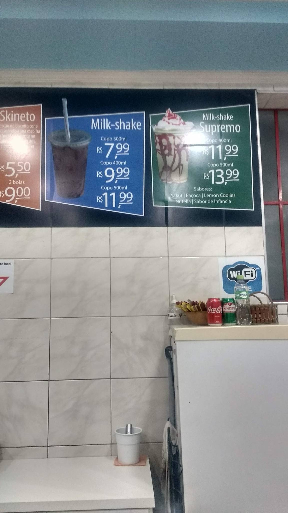 Ski Sorvetes cardápio