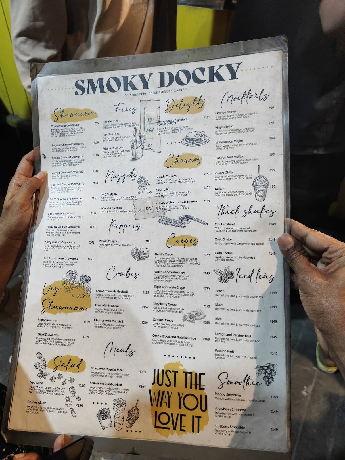 Smoky Docky Bel road menu