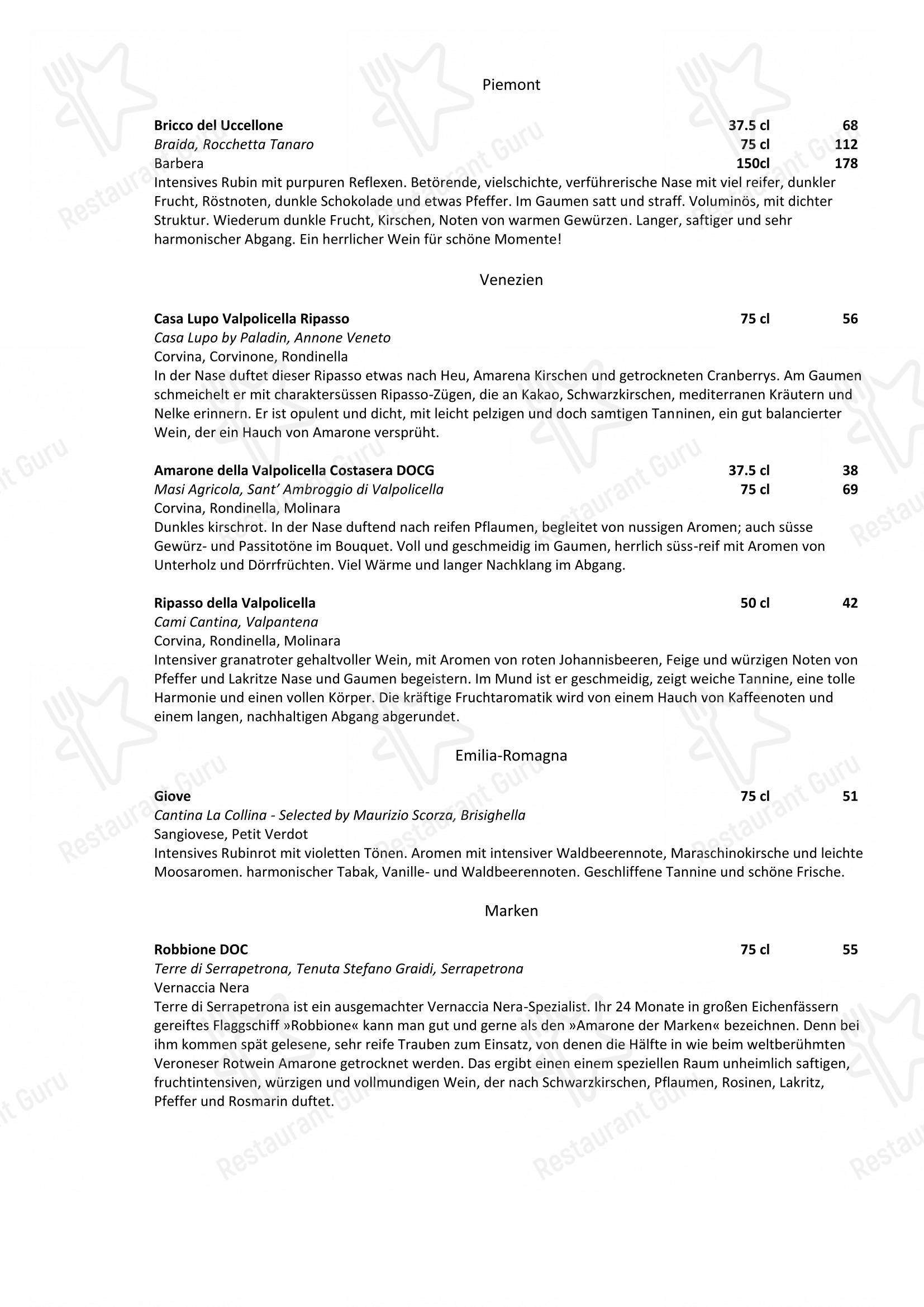 Menu bar per Restaurant Sonne pizzeria