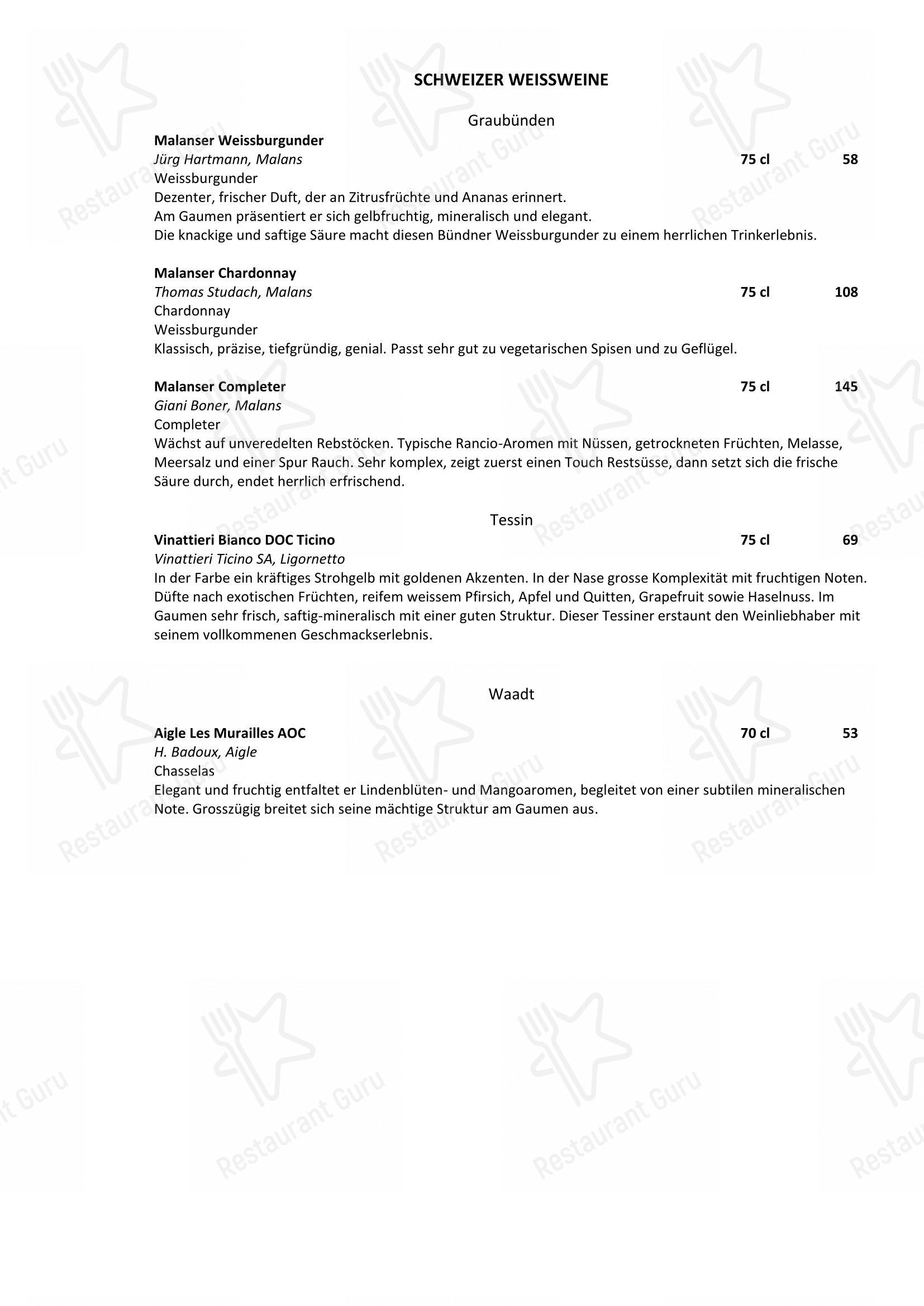 Menu di Restaurant Sonne - Menu bar