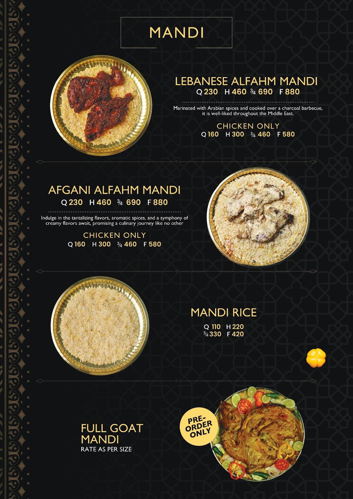 Soofi Mandi menu