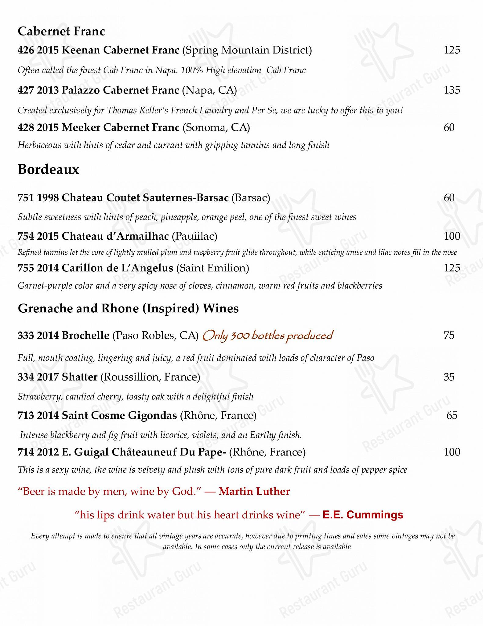 Menu at Station Square restaurant, Youngstown, Belmont Ave