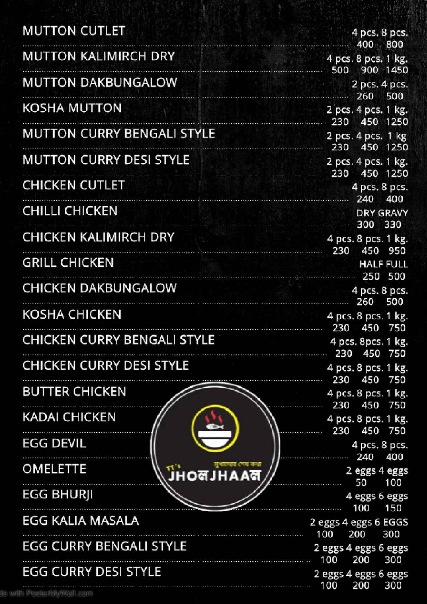 TT's Jhol-Jhaal menu