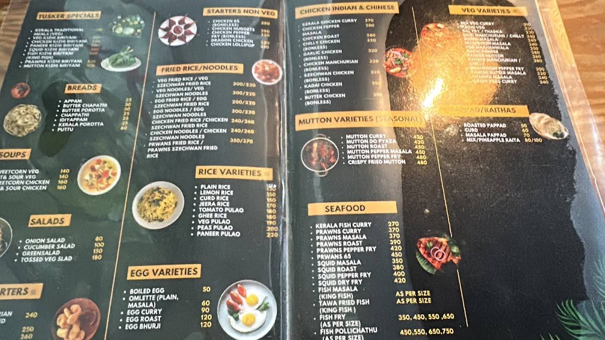 TUSKER CAF'E Restaurant Thekkady menu