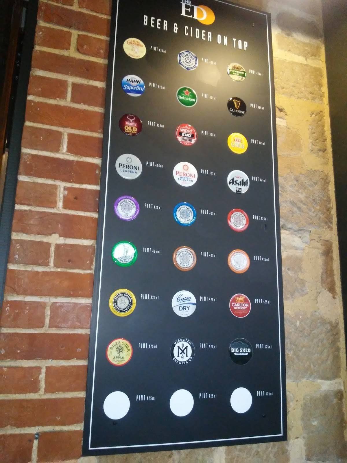 Menu at The Edinburgh Hotel restaurant, Mitcham