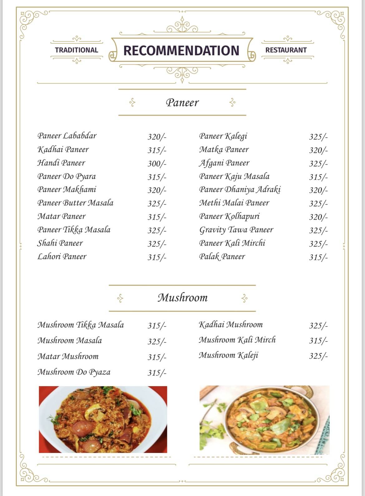 The Gravity- Fine Dine Restaurant menu