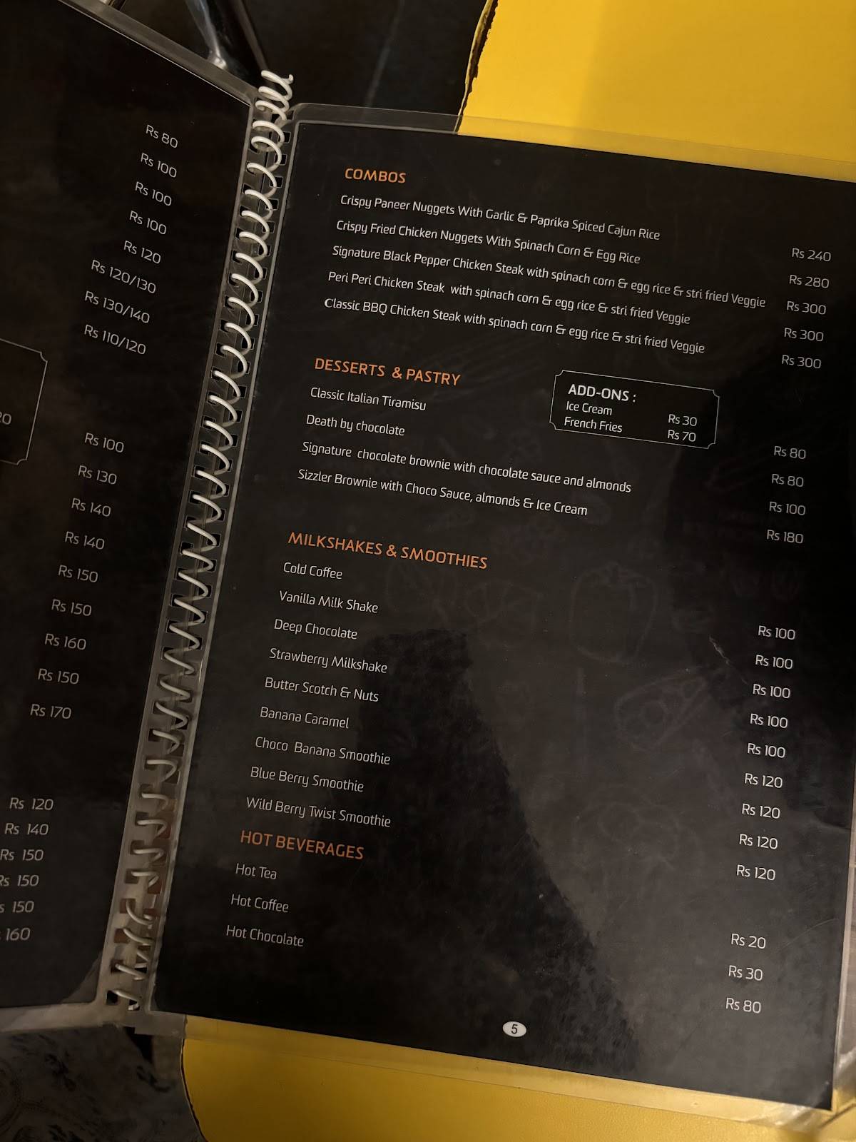 The Pasta Pot menu