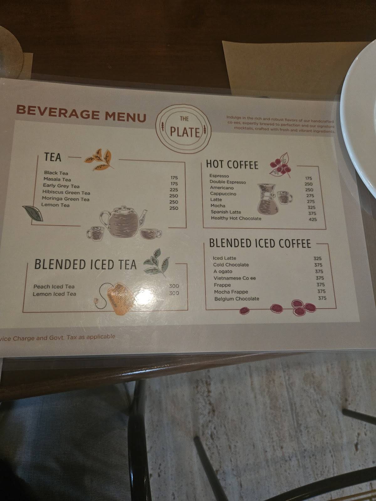 The Plate Restaurant & More menu