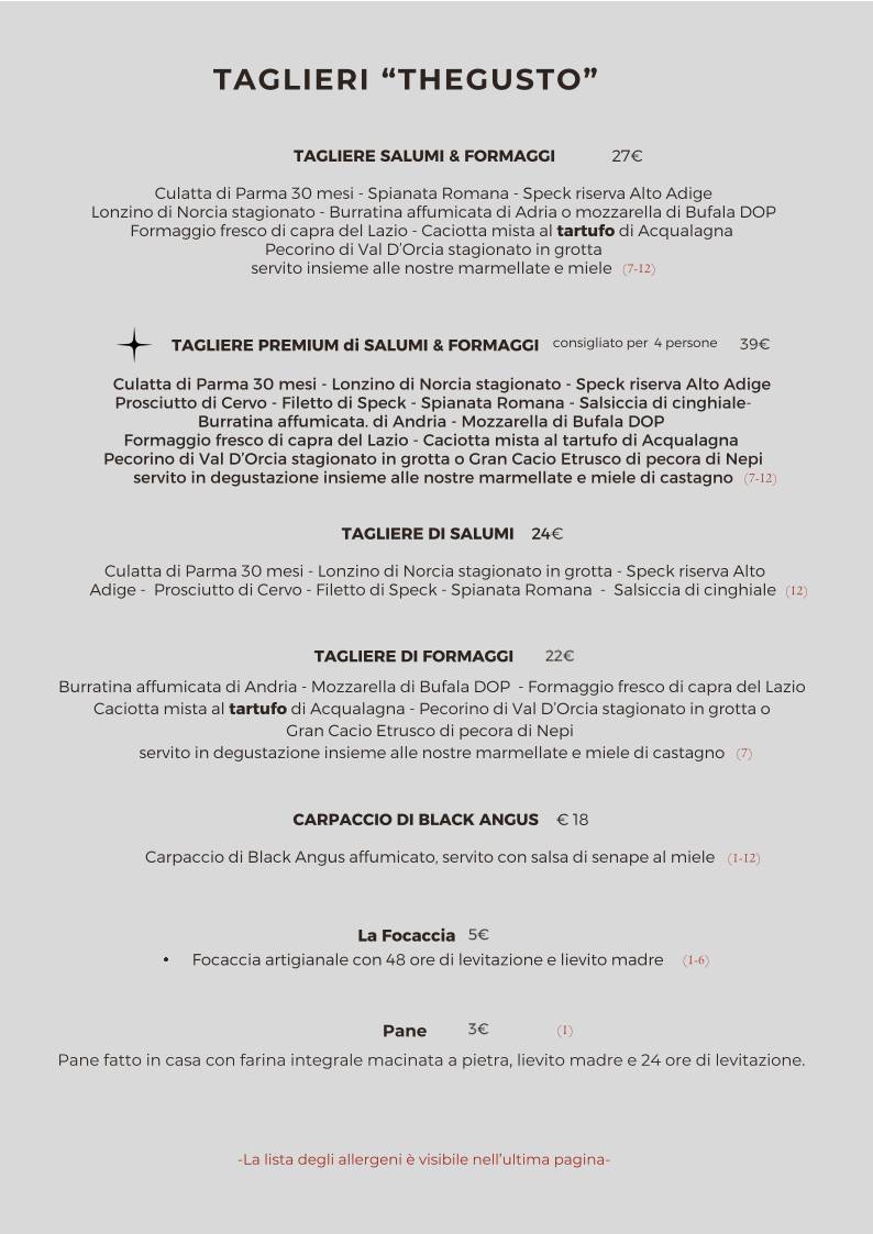 Menu di TheGusto Cucina con Enoteca 