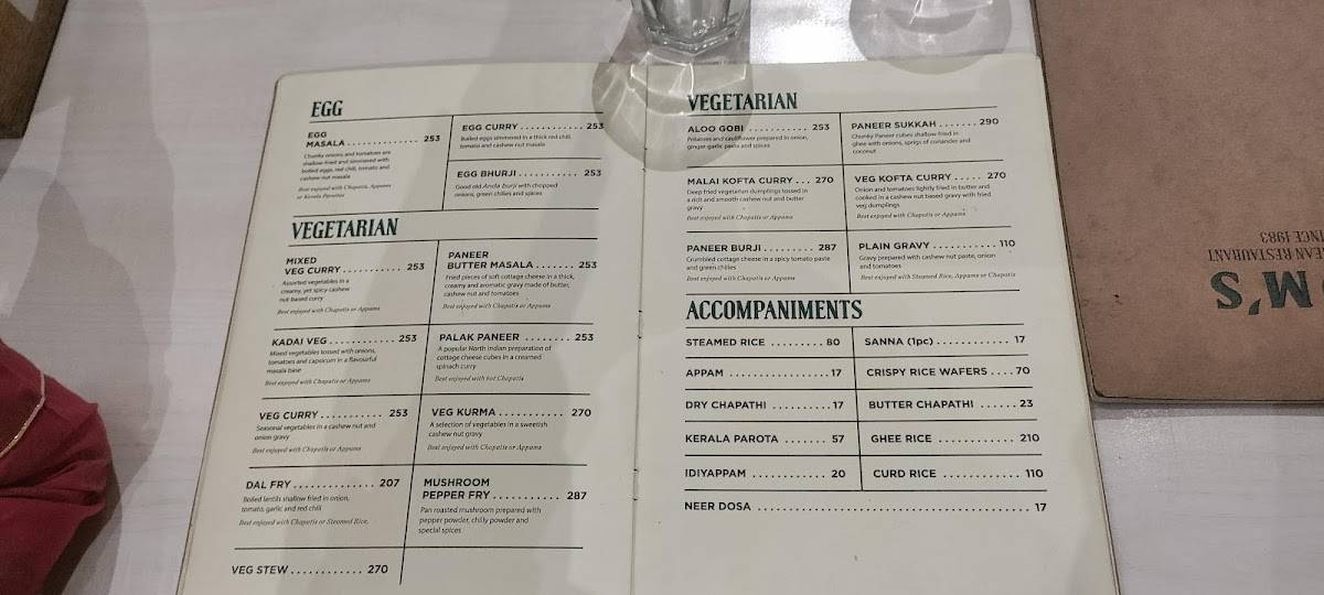 Tom's menu