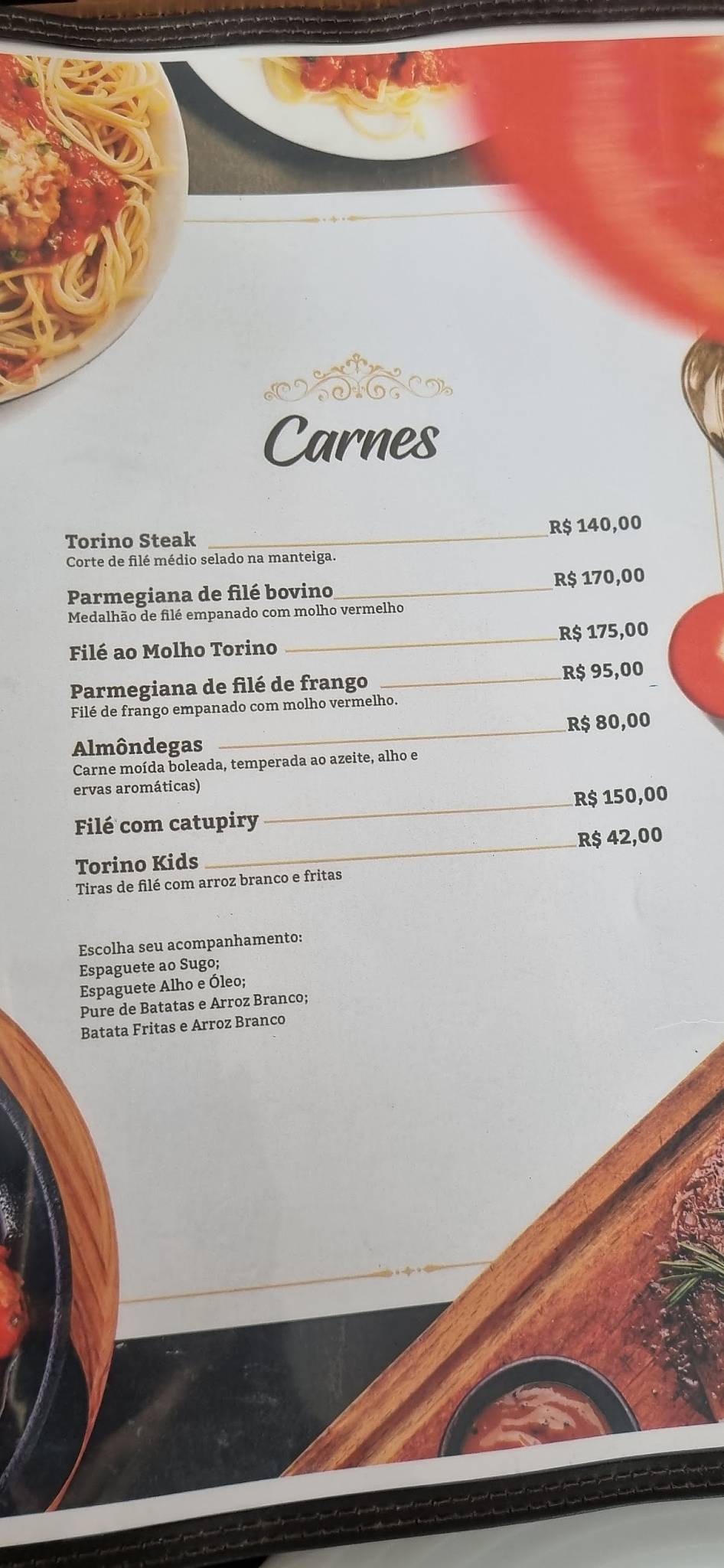 Torino Massas cardápio