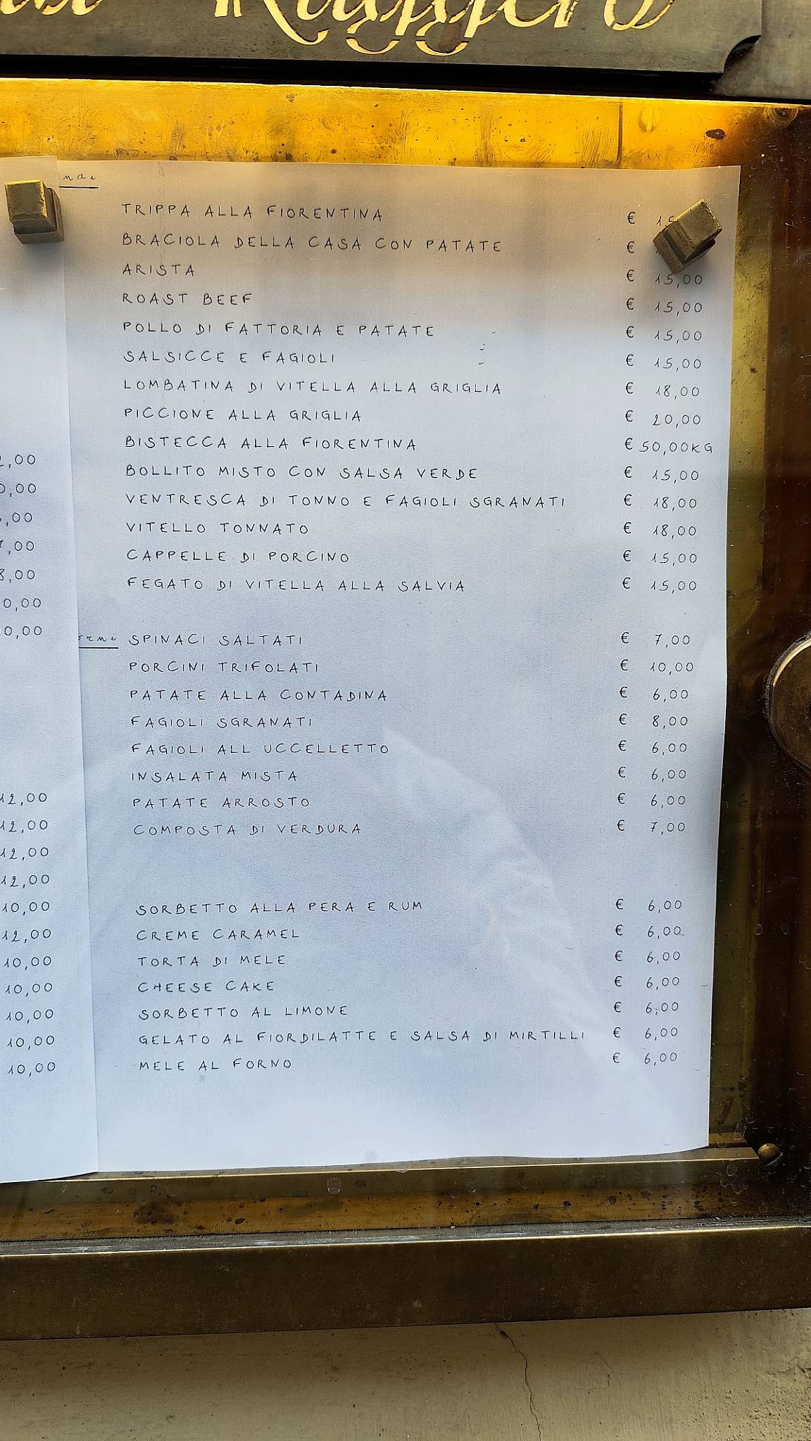 Menu di Trattoria Da Ruggero 