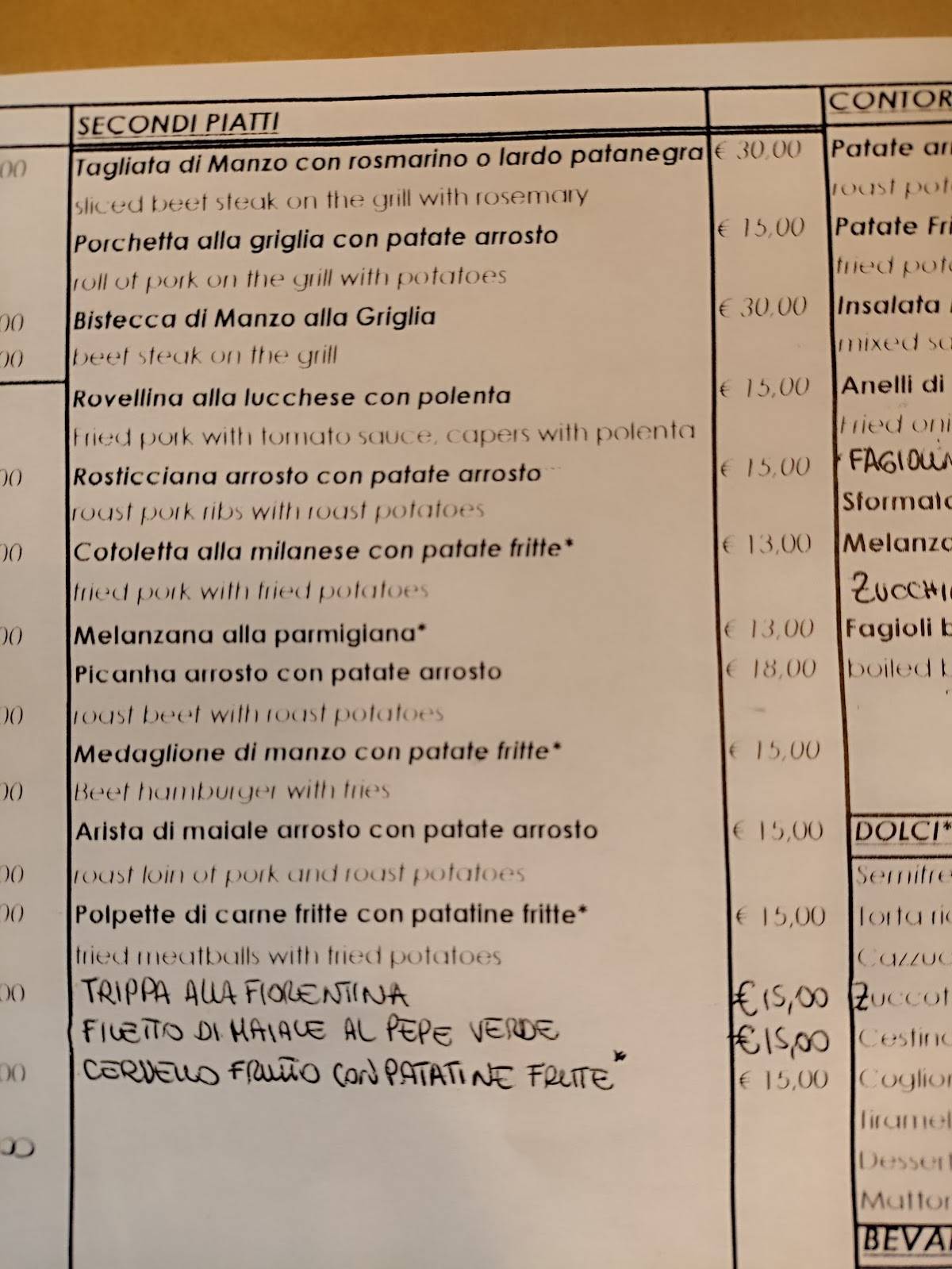 Menu di Trattoria da Ubaldo 