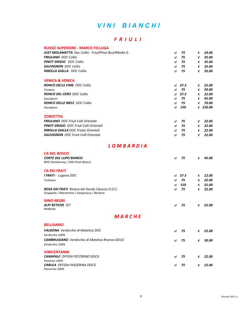 Menu di Trattoria Guaiane 