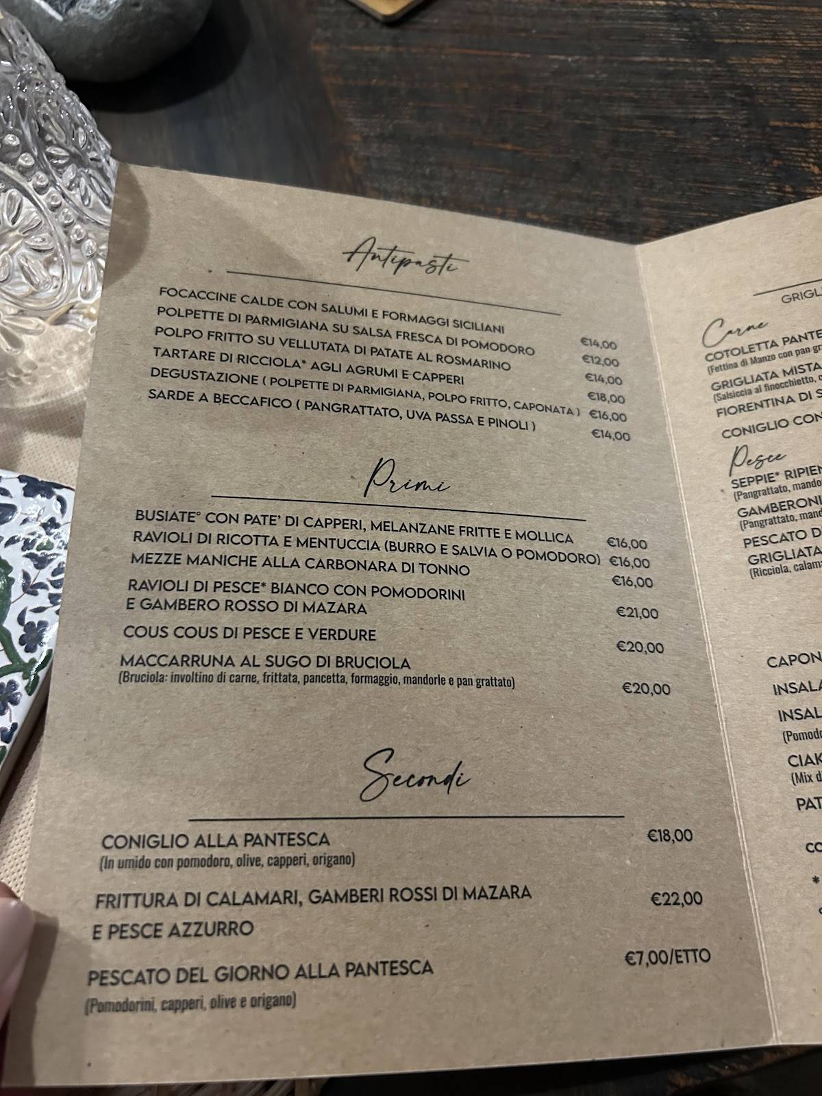 Menu di Trattoria Runcune 
