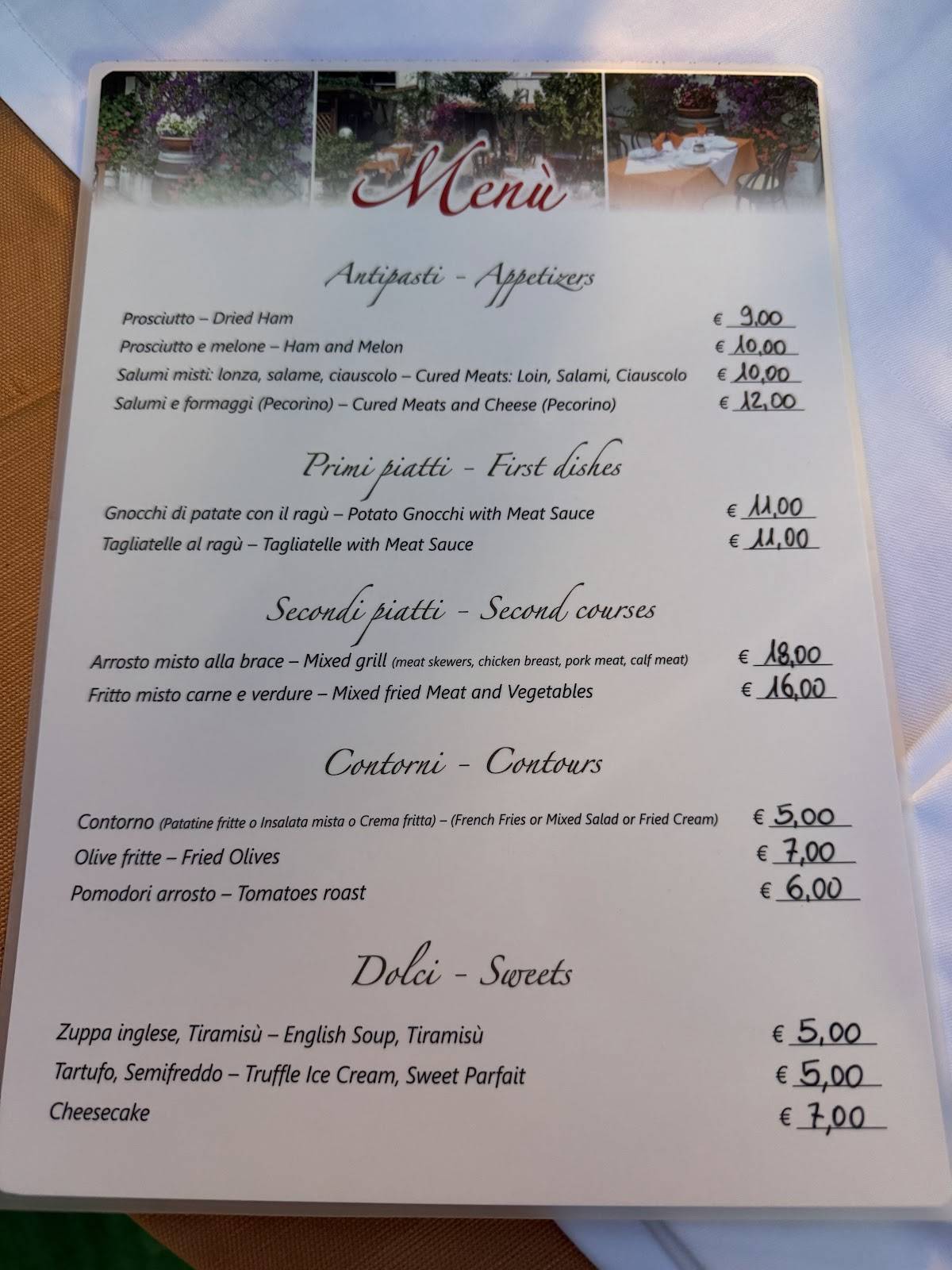 Menu di Trattoria Sardella 