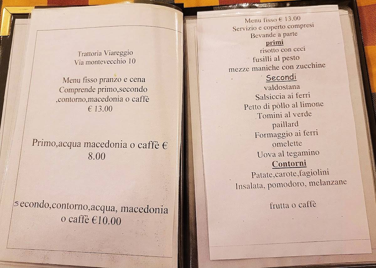 Menu di Trattoria Viareggio 