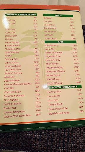 Tulips Woodlands Restaurant menu