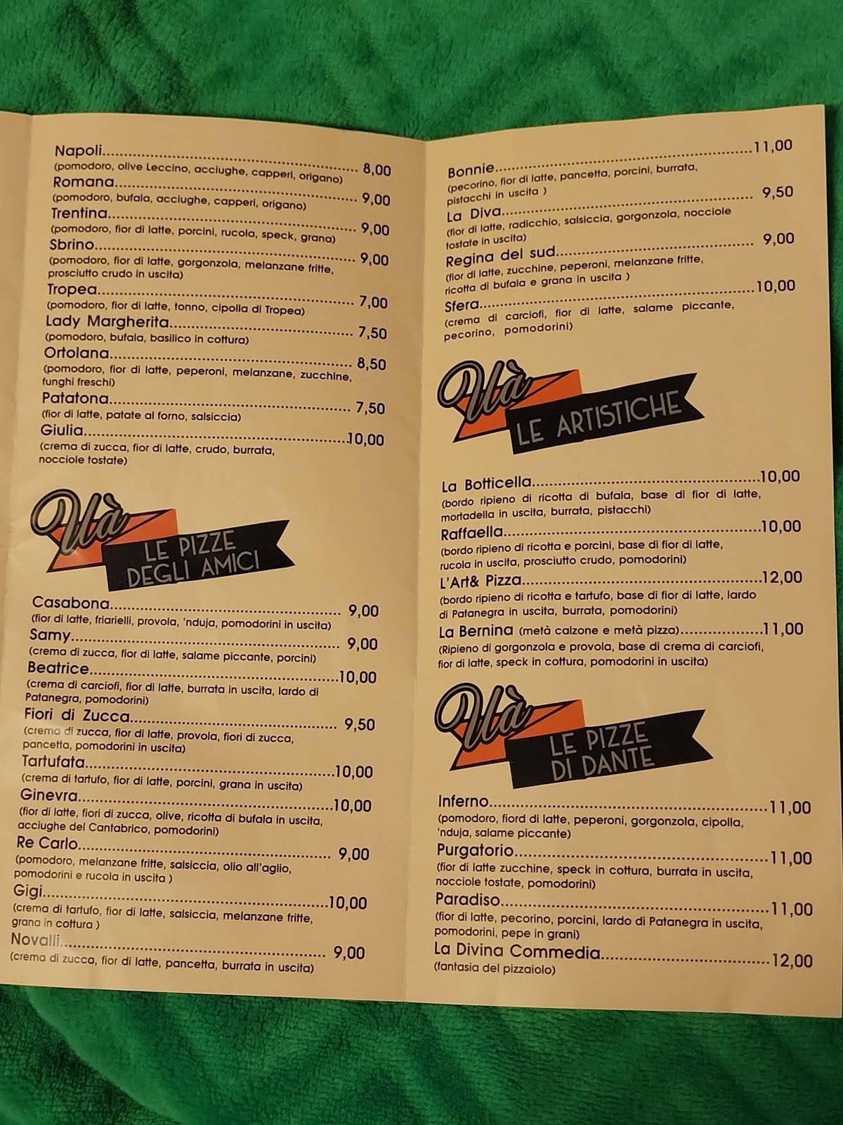 Menu di Uà Arte & Pizza 