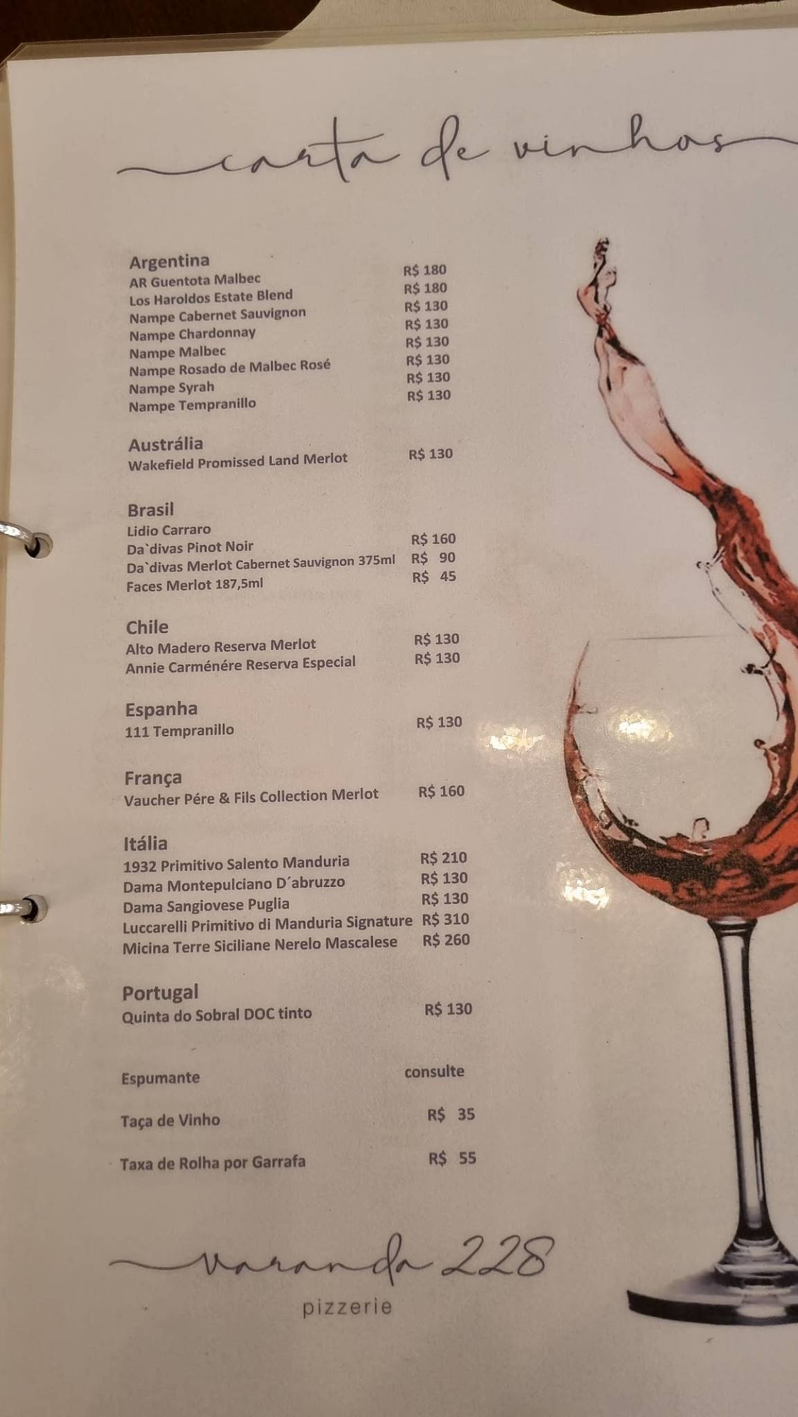 Varanda 228 Pizzeria cardápio