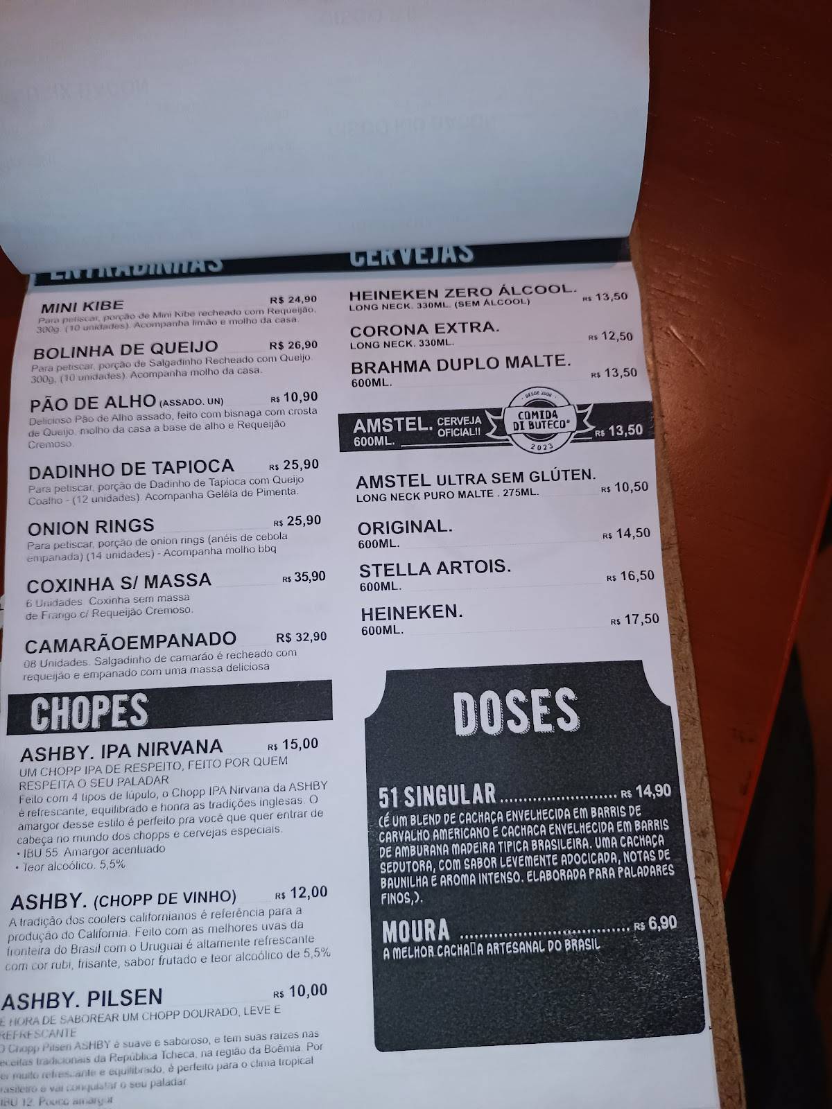 Varanda Restô Beer cardápio