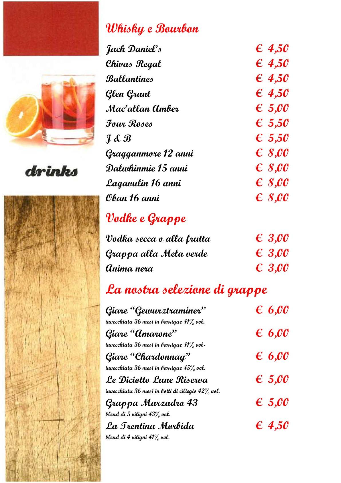 Menu di Vecchio Pozzo 