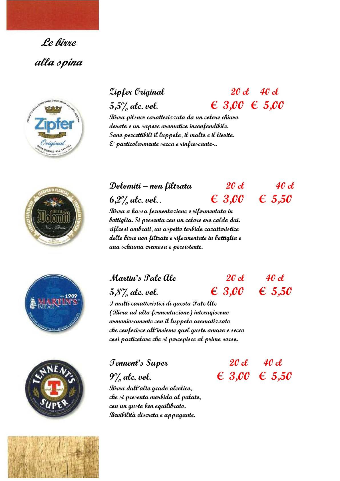 Menu di Vecchio Pozzo 