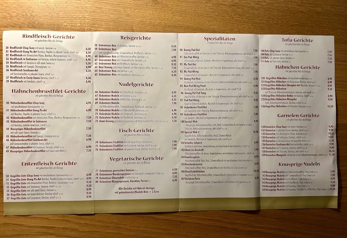 Menu de Wok