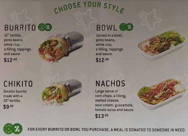 Zambrero Nundah menu