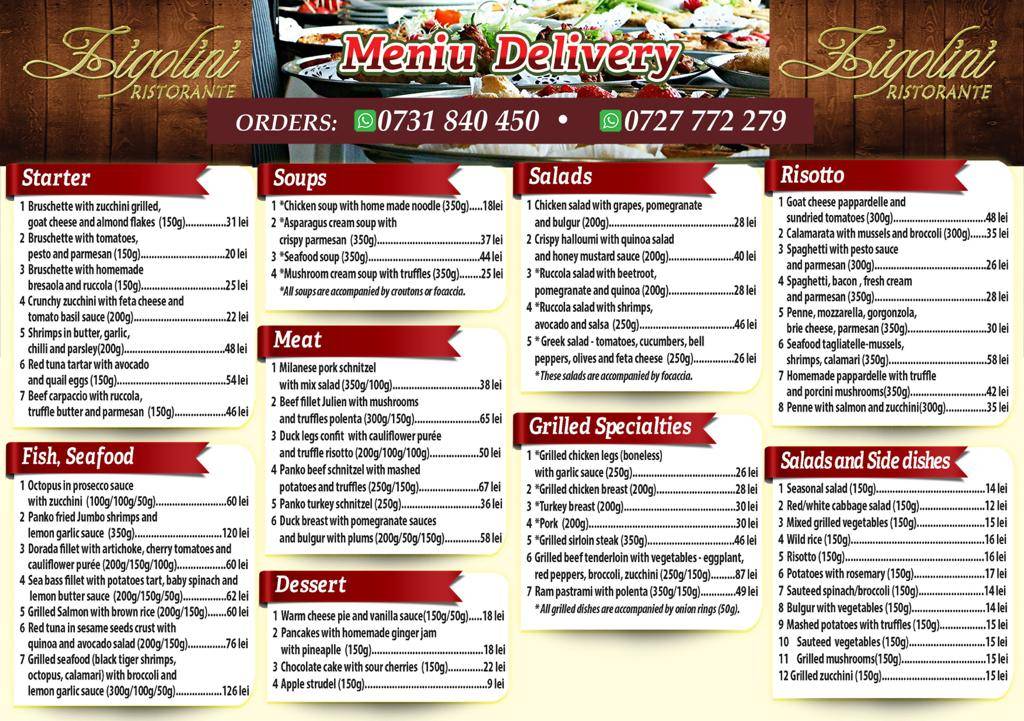 Menu de Zigolini Ristorante