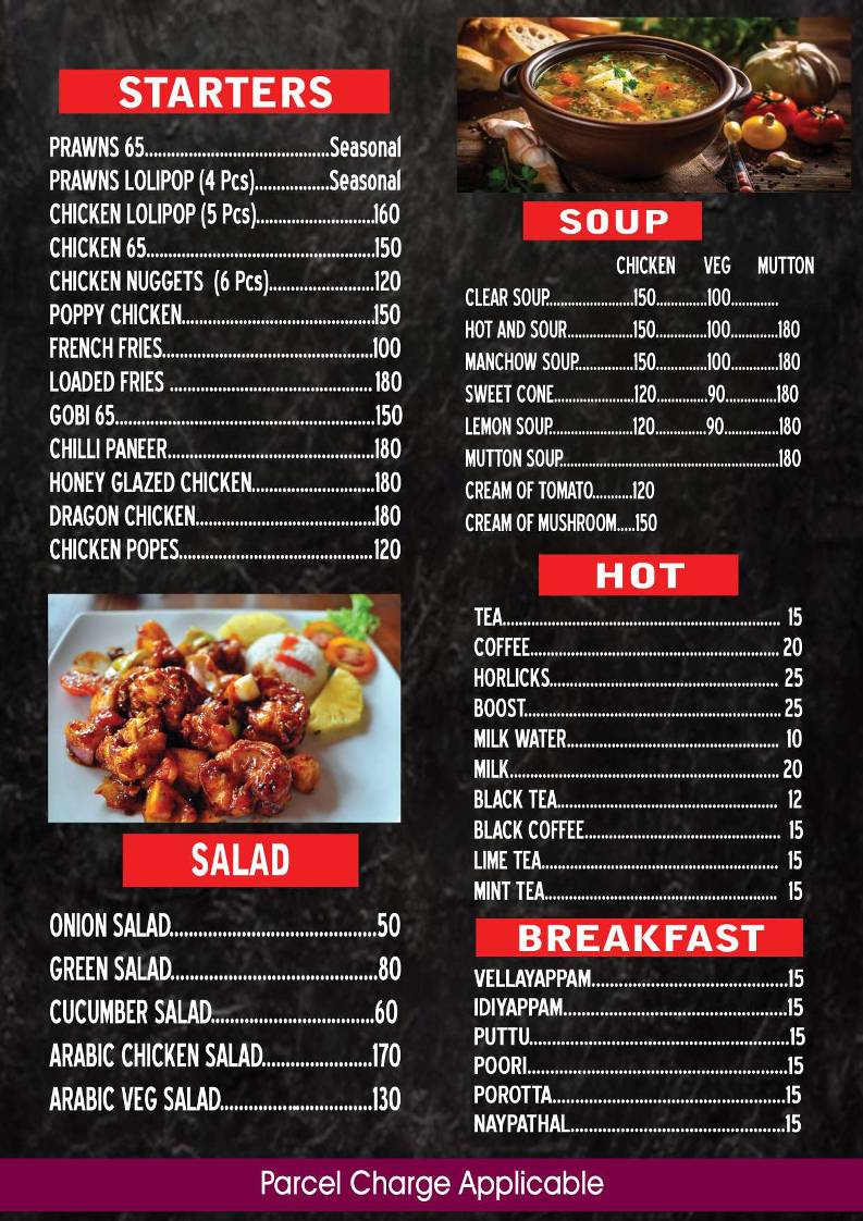 Zoe's menu