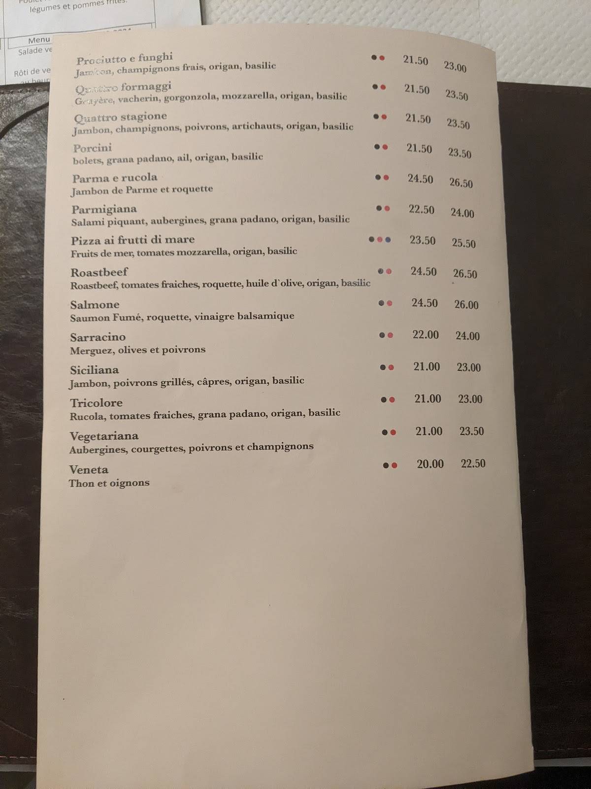Menu di Restaurant de Moncor 