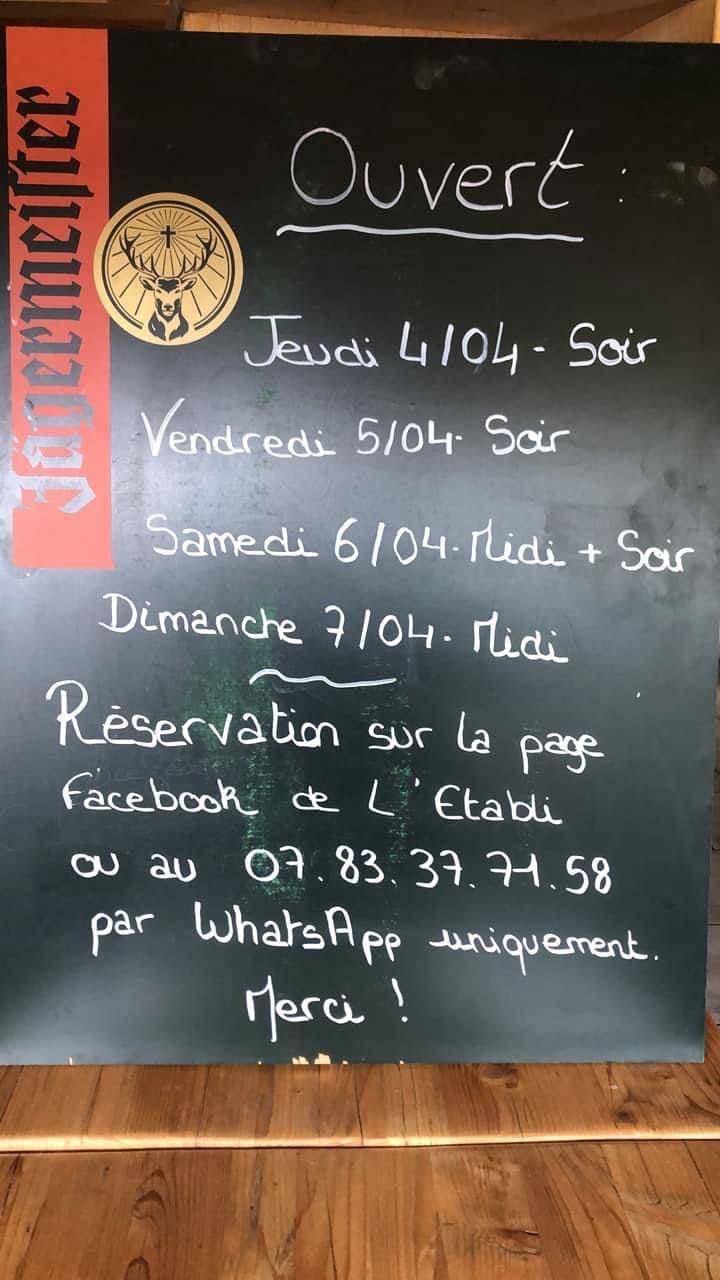 Menu de Restaurant l’Établi