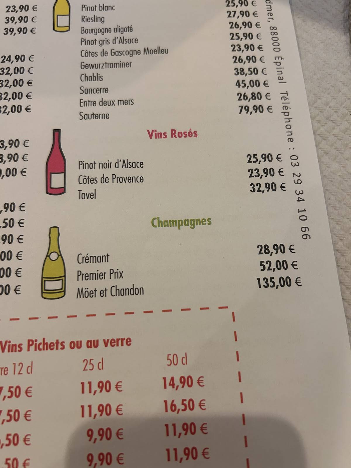 Menu de Restaurant l'escapade