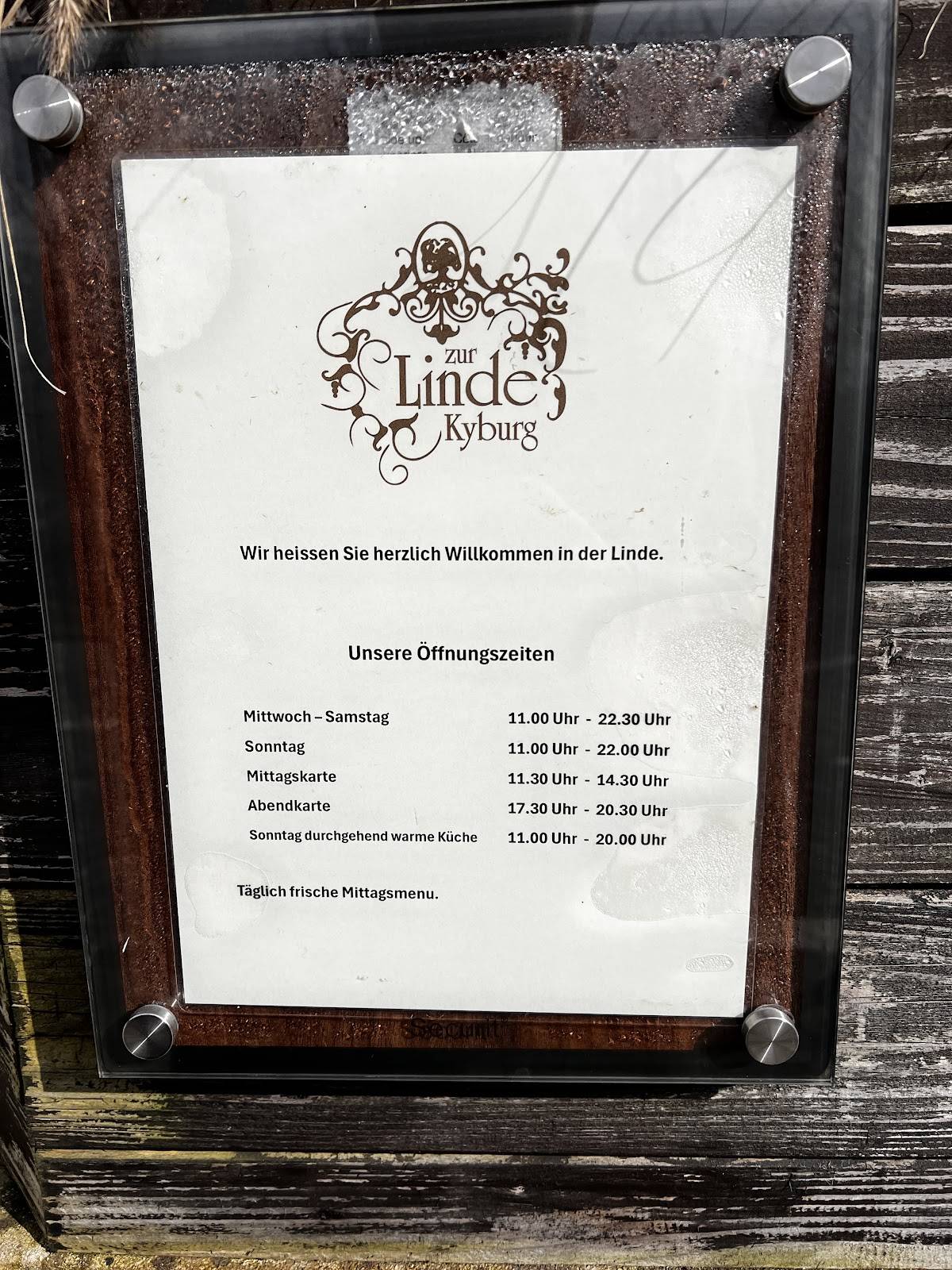 Menu di Zur Linde Kyburg 