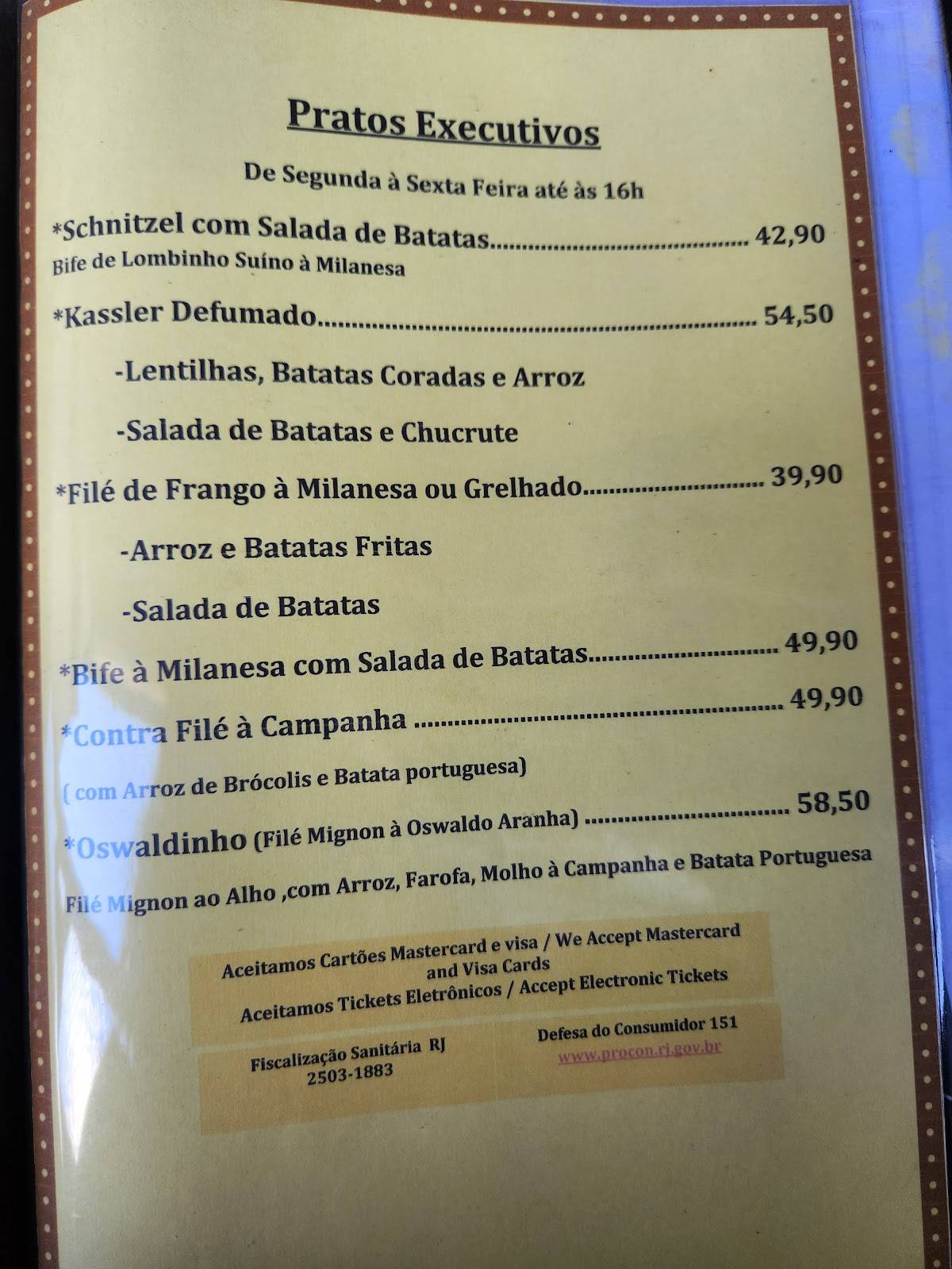 Restaurante Bar Brasil cardápio
