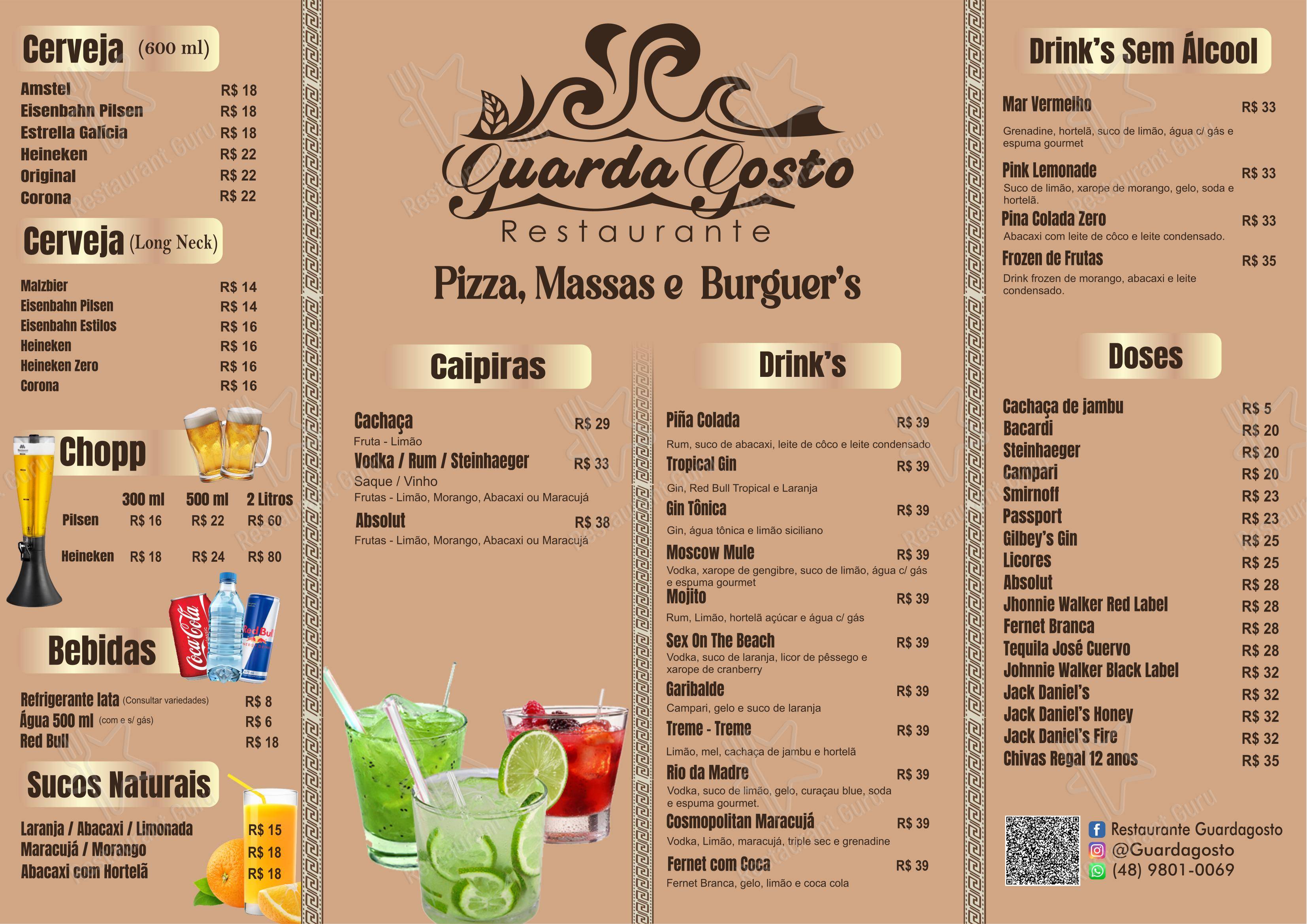 Menu para Restaurante GuardaGosto - Guarda do Embaú em Palhoça