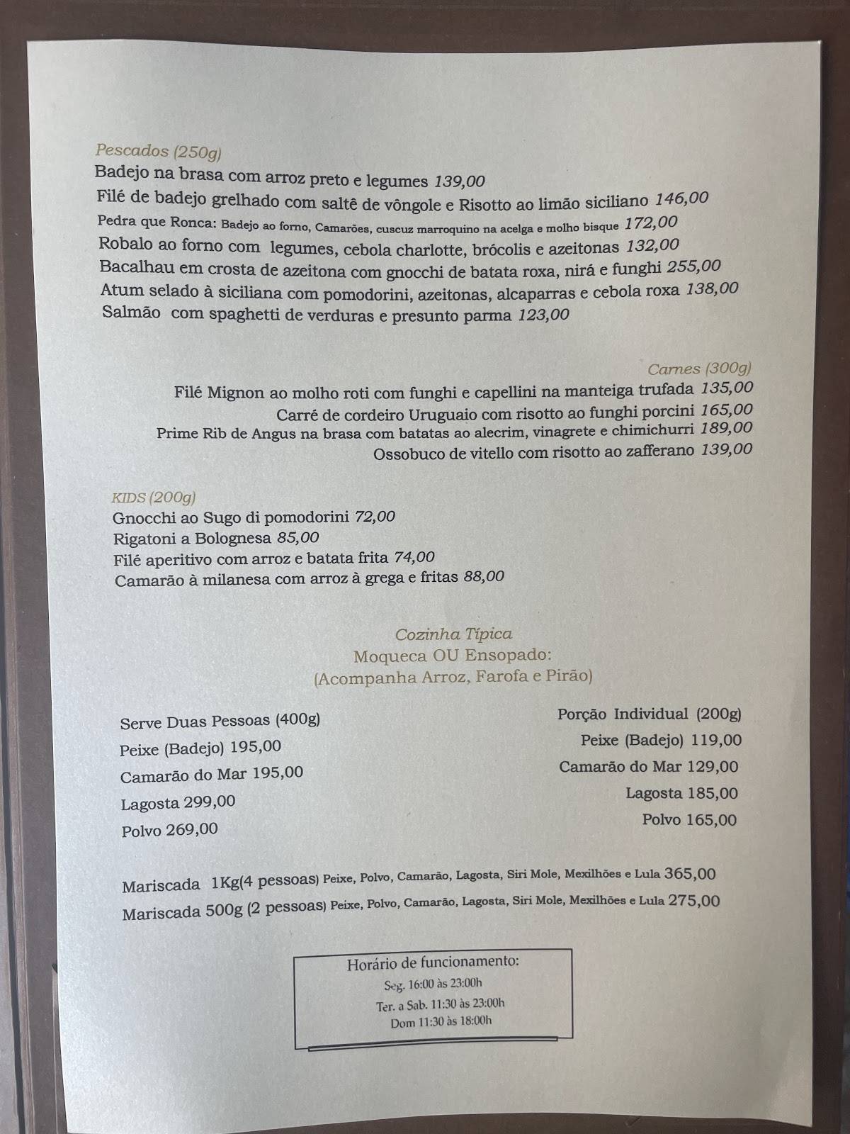 Restaurante Mistura Contorno cardápio