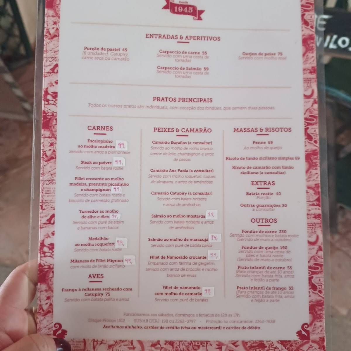 Restaurante Os Esquilos cardápio