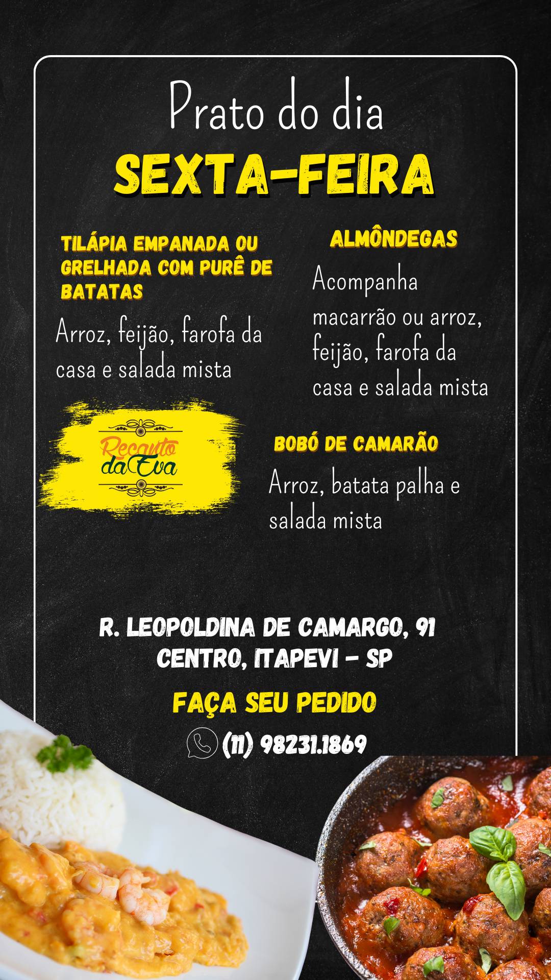 Restaurante Recanto da Eva cardápio