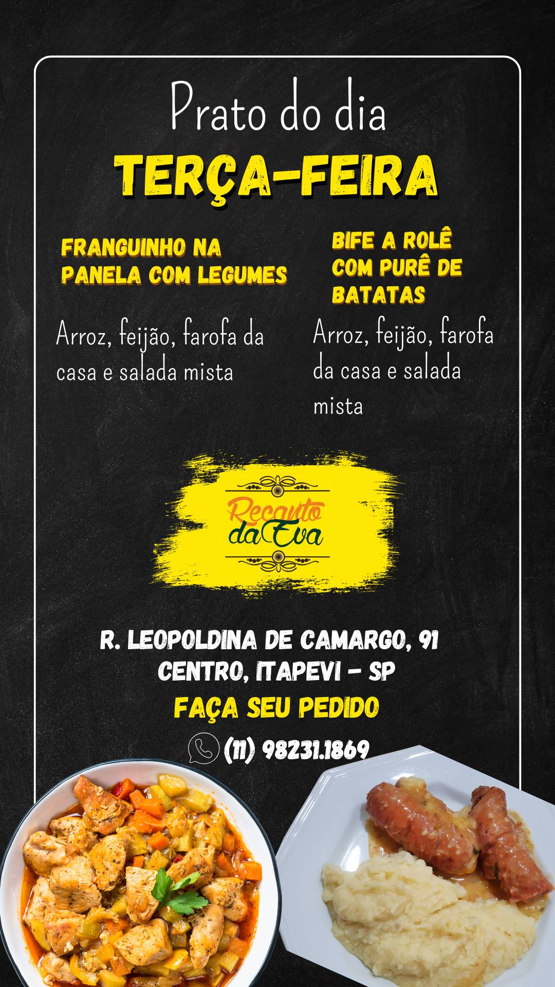 Restaurante Recanto da Eva cardápio