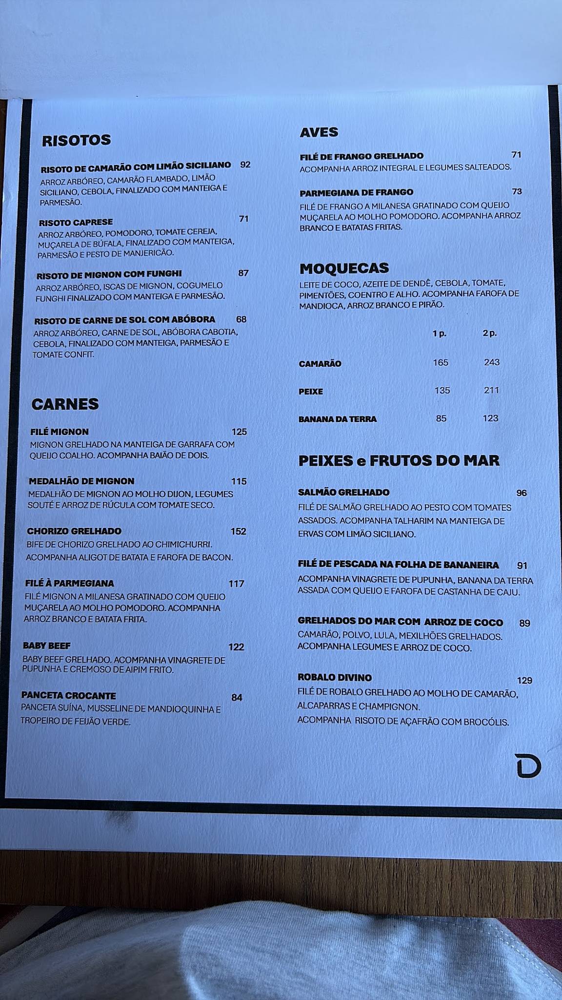 Restaurante Sabores de Itapuã cardápio