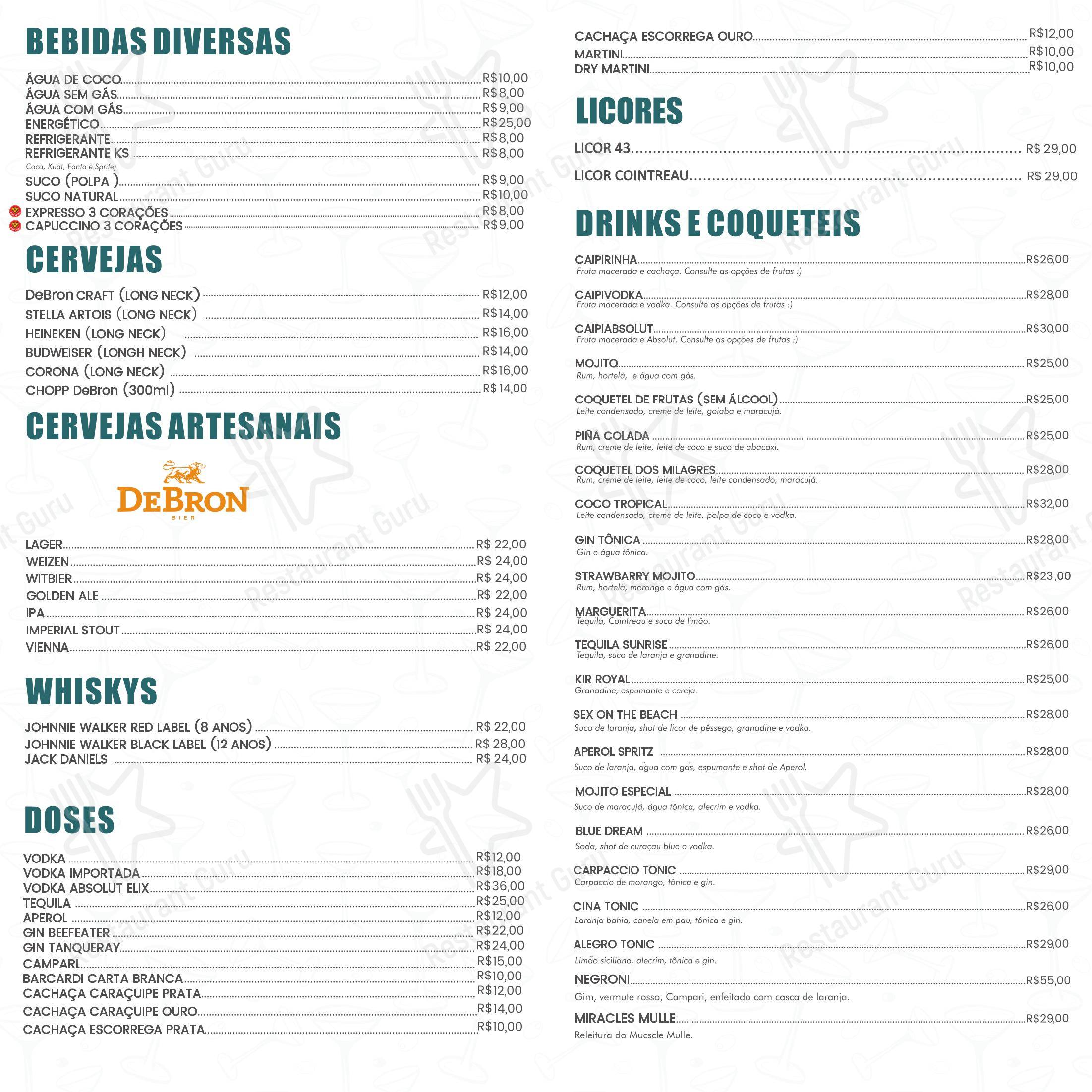 Restaurante Tarumã menu - 菜单