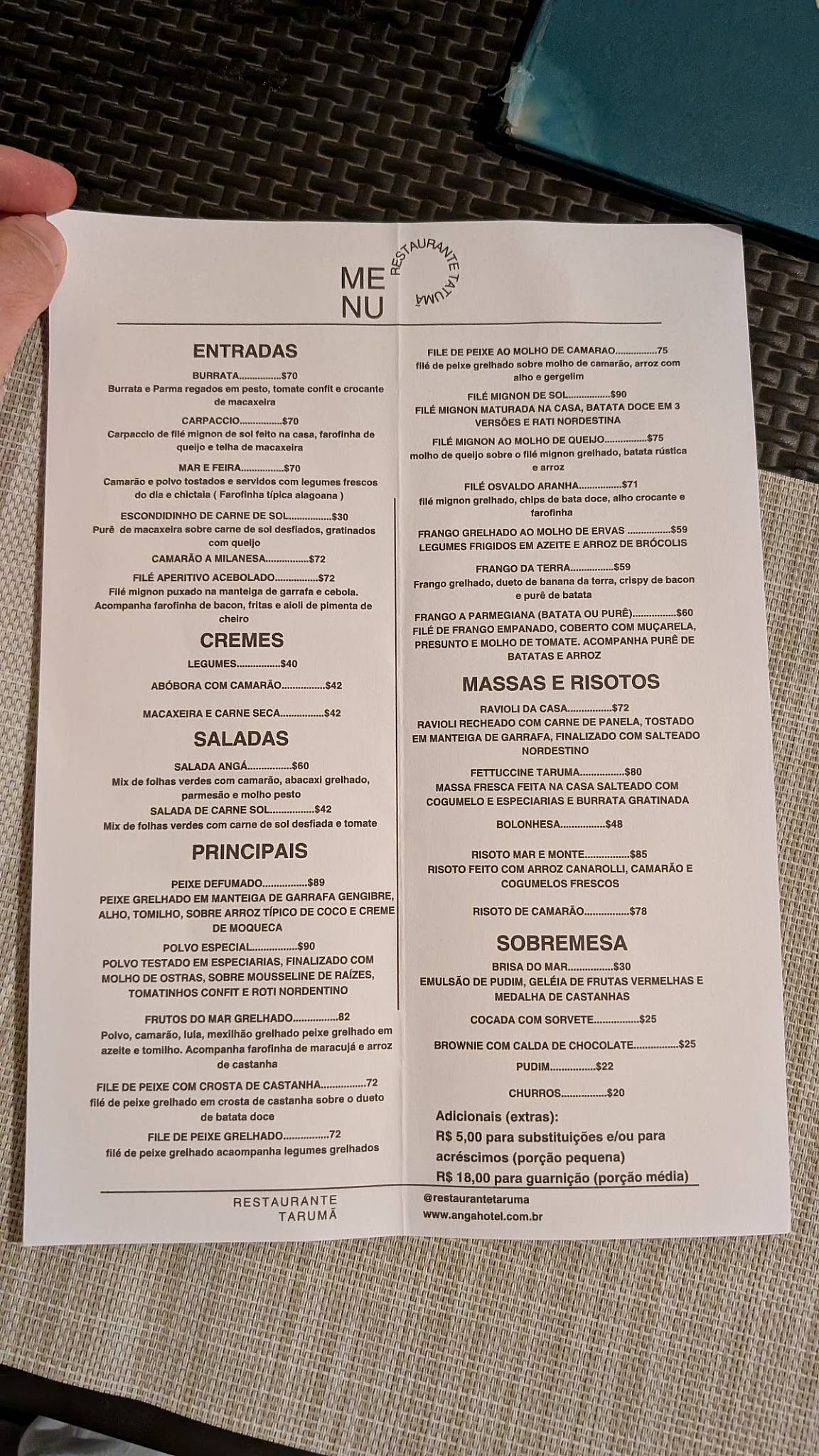 Restaurante Tarumã cardápio