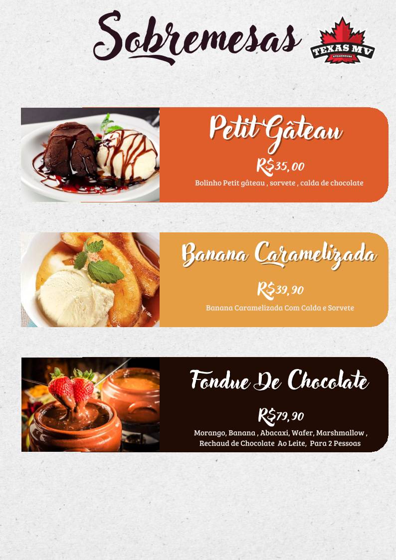 Restaurante Texas Monte Verde cardápio