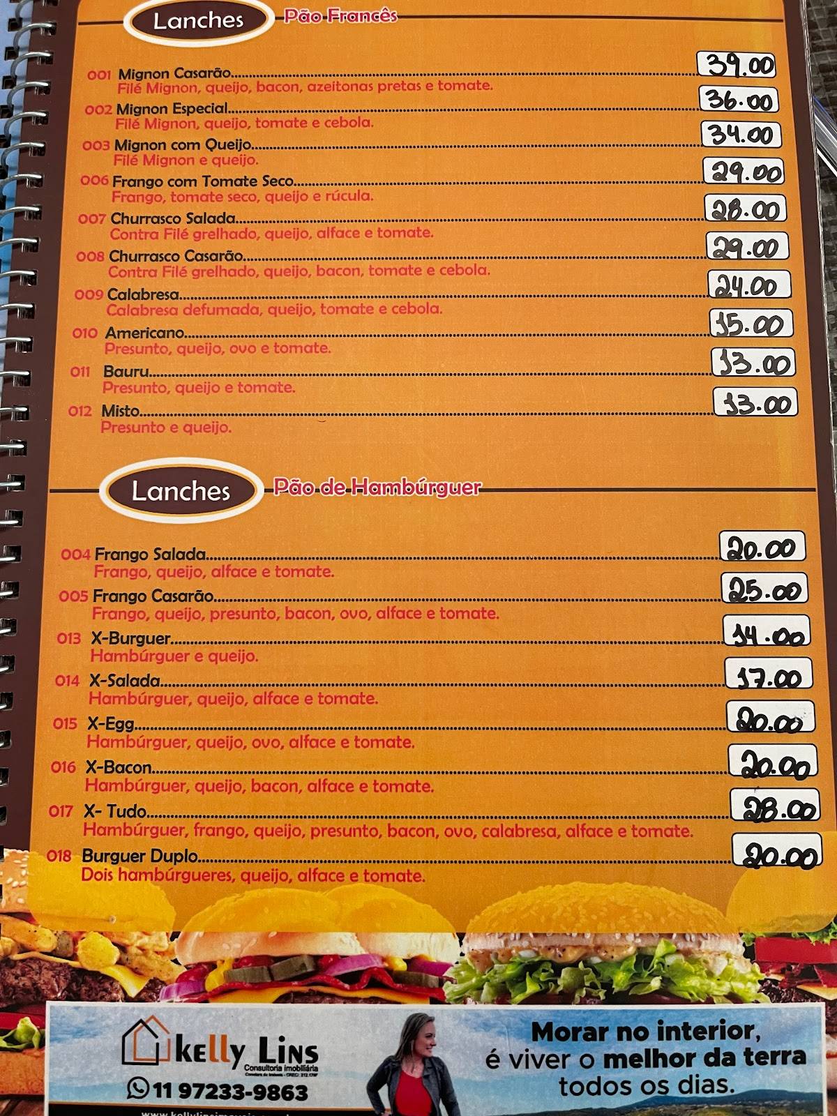 Restaurante e Chopperia ”O Casarão” cardápio