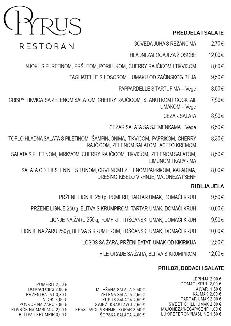 Menu di Restoran Pyrus 
