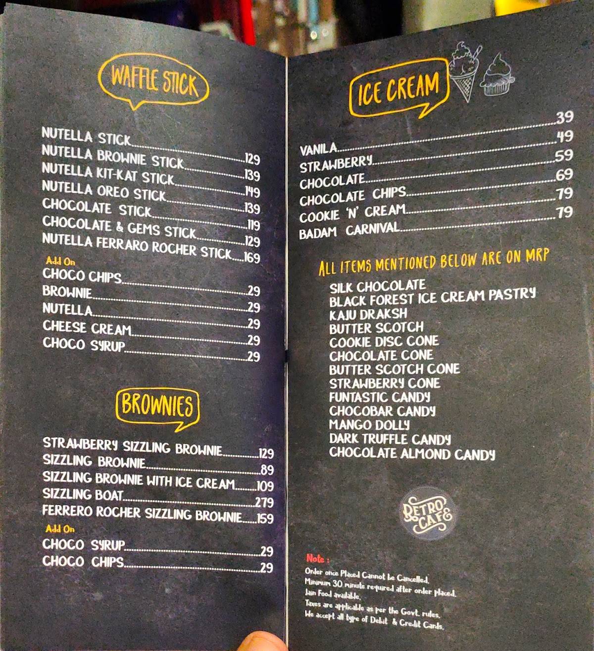 Retro cafe menu
