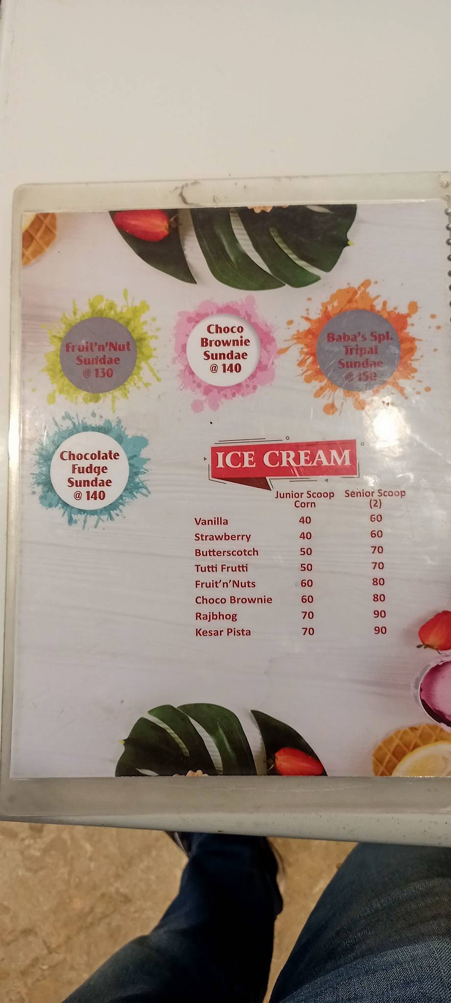 Baba Pizza Cafe menu