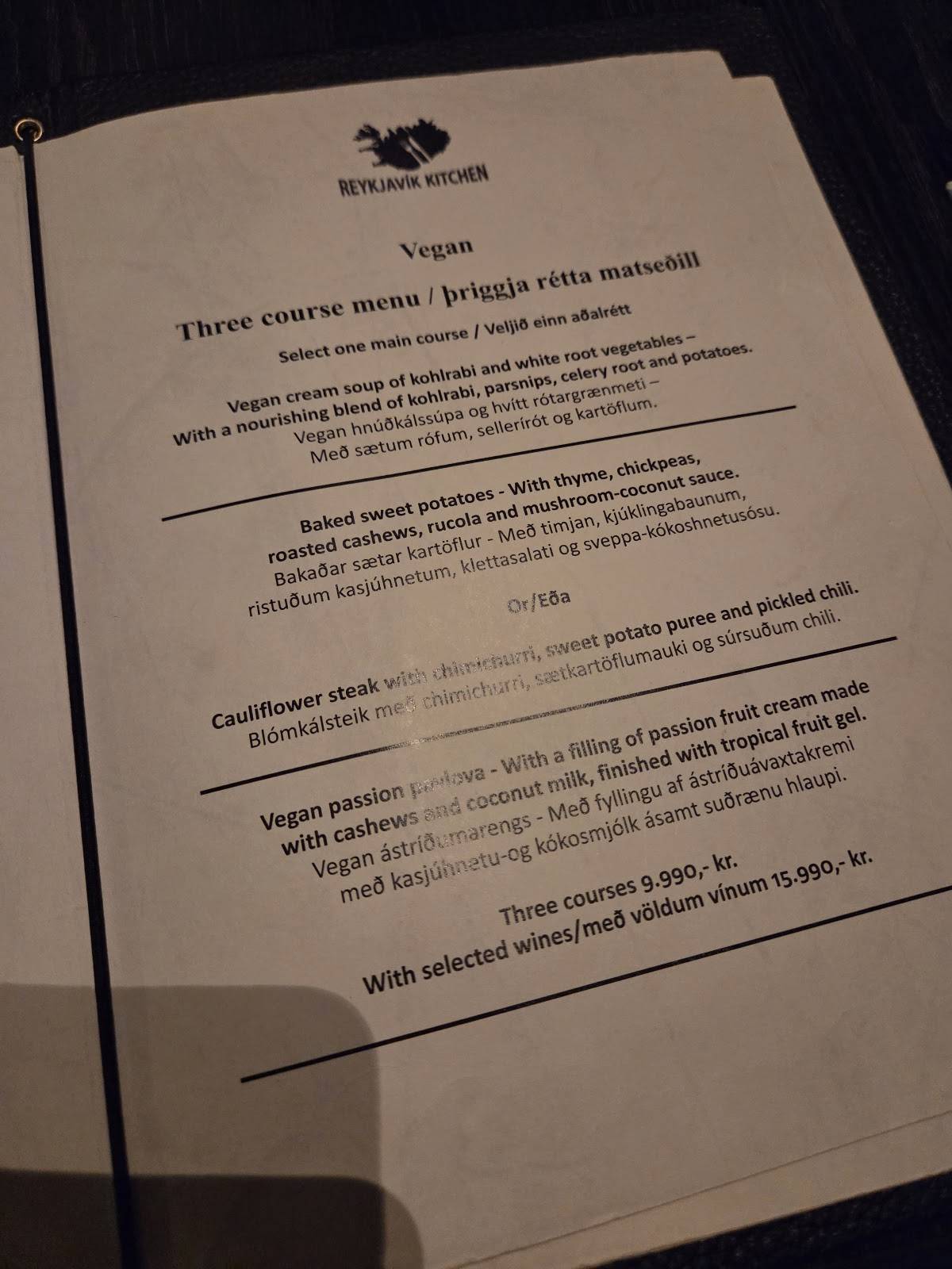 Menu de Reykjavík Kitchen